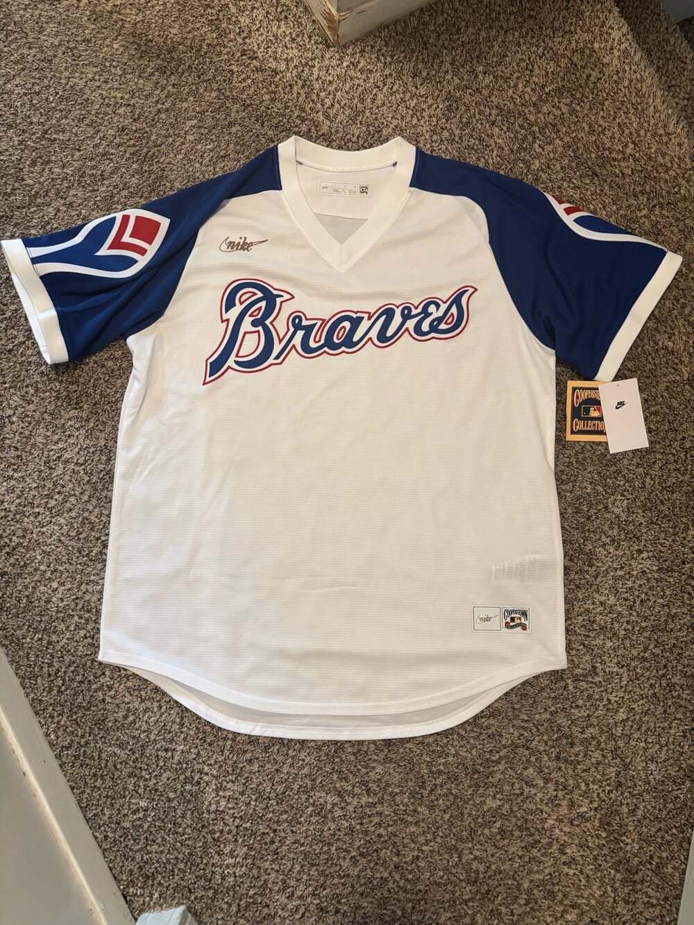 Nike Atlanta Braves Cooperstown Collection Dri-FIT ADV embroidered throwback Jer